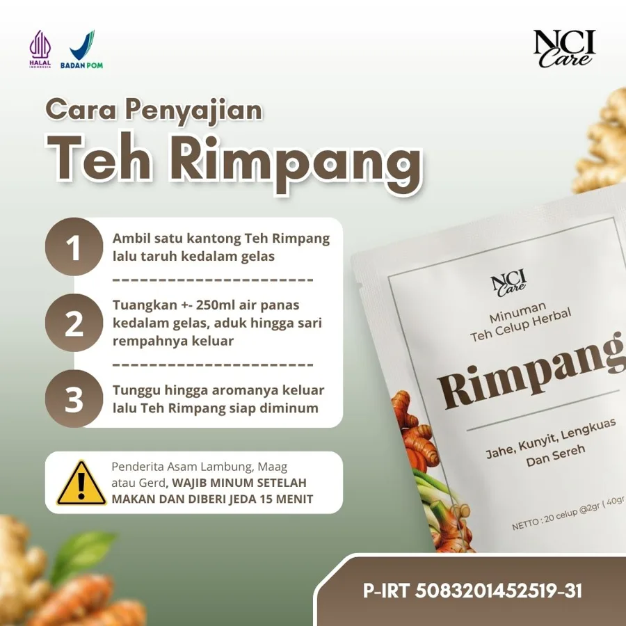 Cara penyajian Teh Rimpang
